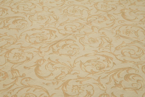 Needlepoint Floral Beige Floral Cotton Wool Handmade Area Rug 10'4'' x 14'7''