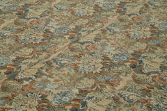 Needlepoint Floral Beige Floral Cotton Wool Handmade Area Rug 9'5'' x 13'5''