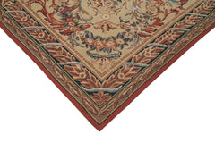 Needlepoint Floral Beige Floral Cotton Wool Handmade Area Rug 7'10'' x 10'0''