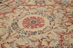Needlepoint Floral Beige Floral Cotton Wool Handmade Area Rug 7'10'' x 10'0''