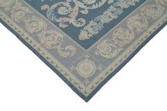 Needlepoint Floral Purple Floral Cotton Wool Handmade Area Rug 7'9'' x 10'8''