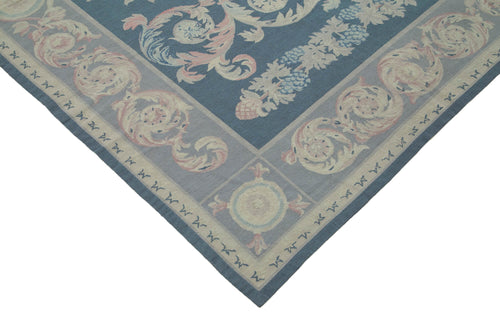 Needlepoint Floral Purple Floral Cotton Wool Handmade Area Rug 7'9'' x 10'8''