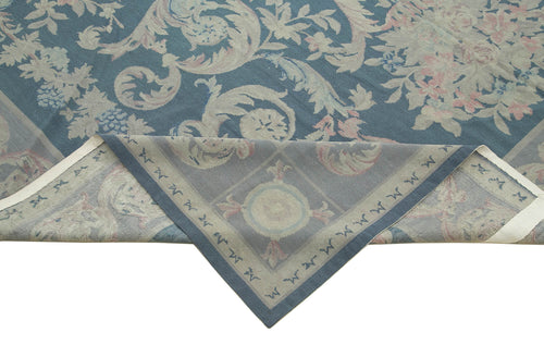 Needlepoint Floral Purple Floral Cotton Wool Handmade Area Rug 7'9'' x 10'8''