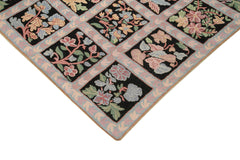 Needlepoint Floral Purple Floral Cotton Wool Handmade Area Rug 7'7'' x 9'10''
