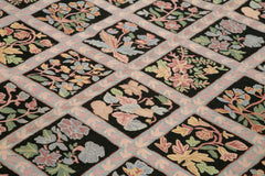 Needlepoint Floral Purple Floral Cotton Wool Handmade Area Rug 7'7'' x 9'10''