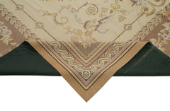 Needlepoint Floral Beige Floral Cotton Wool Handmade Area Rug 8'1'' x 9'11''