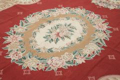 Needlepoint Floral Beige Floral Cotton Wool Handmade Area Rug 8'0'' x 10'0''