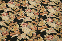Needlepoint Floral Beige Floral Cotton Wool Handmade Area Rug 8'0'' x 10'0''