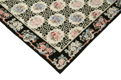Needlepoint Floral Beige Floral Cotton Wool Handmade Area Rug 7'7'' x 9'6''