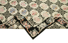Needlepoint Floral Beige Floral Cotton Wool Handmade Area Rug 7'7'' x 9'6''