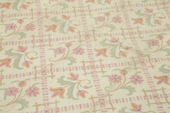 Needlepoint Floral Beige Floral Cotton Wool Handmade Area Rug 6'0'' x 9'6''