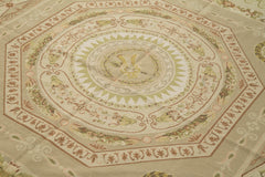 Needlepoint Floral Beige Floral Cotton Wool Handmade Area Rug 6'0'' x 9'1''