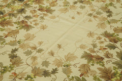 Needlepoint Floral Beige Floral Cotton Wool Handmade Area Rug 6'0'' x 9'2''