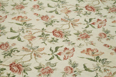 Needlepoint Floral Beige Floral Cotton Wool Handmade Area Rug 7'11'' x 9'11''