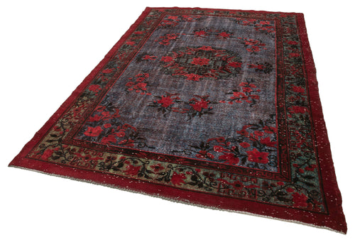 Oyma Vintage Red Vintage Cotton Wool Handmade Area Rug 6'5'' x 9'11''