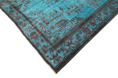 Oyma Vintage Blue Vintage Cotton Wool Handmade Area Rug 6'6'' x 10'6''