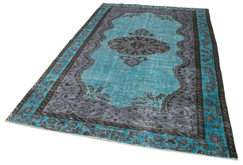 Oyma Vintage Turquoise Vintage Cotton Wool Handmade Area Rug 5'11'' x 9'0''