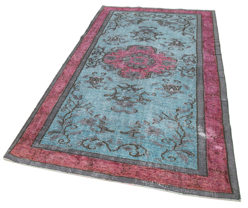 Oyma Vintage Blue Vintage Cotton Wool Handmade Area Rug 4'7'' x 8'2''