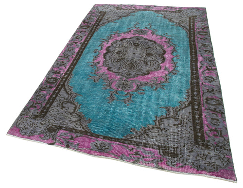 Oyma Vintage Turquoise Vintage Cotton Wool Handmade Area Rug 5'0'' x 7'9''