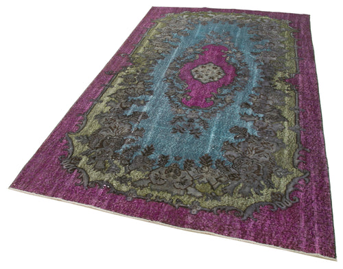 Oyma Vintage Purple Vintage Cotton Wool Handmade Area Rug 5'5'' x 9'0''