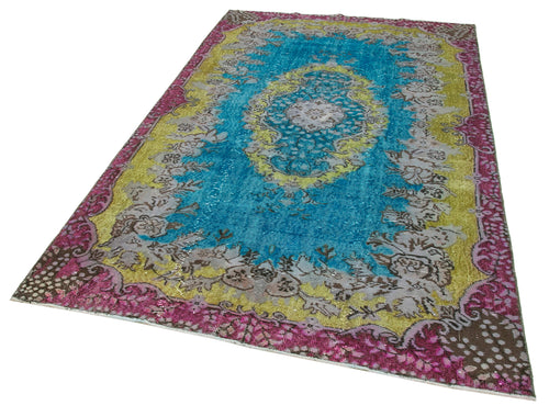 Oyma Vintage Blue Vintage Cotton Wool Handmade Area Rug 5'5'' x 8'10''