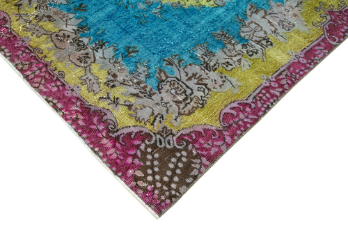 Oyma Vintage Blue Vintage Cotton Wool Handmade Area Rug 5'5'' x 8'10''