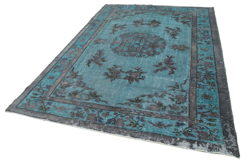 Oyma Vintage Blue Vintage Cotton Wool Handmade Area Rug 6'7'' x 9'7''