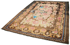 Moldovian Floral Black Floral Cotton Wool Goat Hair Handmade Rug 6'10'' x 9'7''