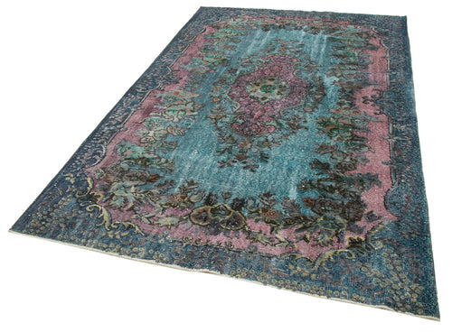 Oyma Vintage Blue Vintage Cotton Wool Handmade Area Rug 5'7'' x 8'11''