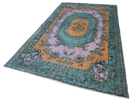 Oyma Vintage Blue Vintage Cotton Wool Handmade Area Rug 5'8'' x 9'8''