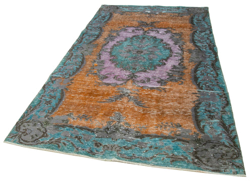 Oyma Vintage Turquoise Vintage Cotton Wool Handmade Area Rug 5'3'' x 8'11''
