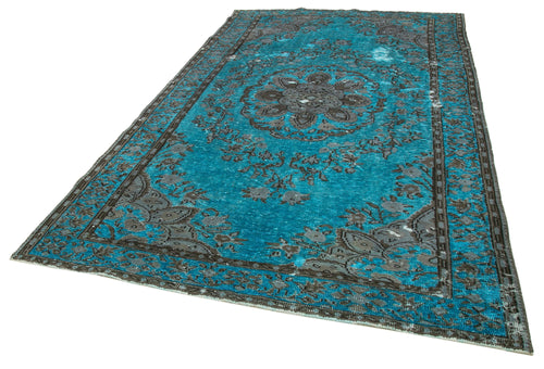 Oyma Vintage Turquoise Vintage Cotton Wool Handmade Area Rug 6'5'' x 10'7''