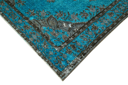 Oyma Vintage Turquoise Vintage Cotton Wool Handmade Area Rug 6'5'' x 10'7''