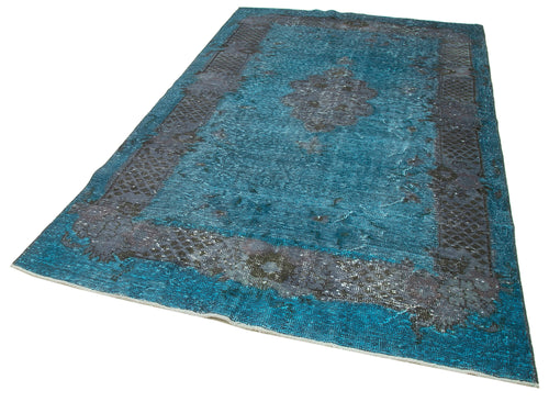 Oyma Vintage Blue Vintage Cotton Wool Handmade Area Rug 6'0'' x 9'10''