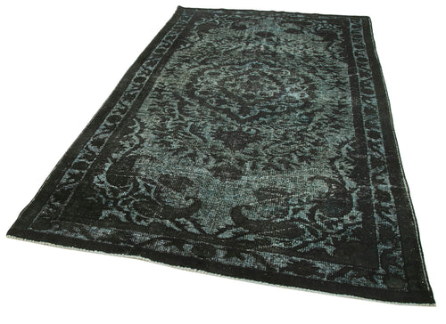 Oyma Vintage Black Vintage Cotton Wool Handmade Area Rug 5'9'' x 9'5''