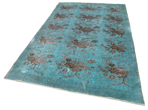 Oyma Vintage Turquoise Vintage Cotton Wool Handmade Area Rug 5'5'' x 8'8''