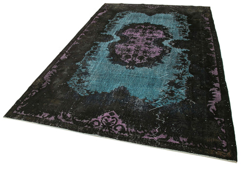 Oyma Vintage Black Vintage Cotton Wool Handmade Area Rug 6'5'' x 9'11''