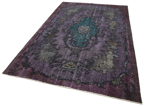 Oyma Vintage Purple Vintage Cotton Wool Handmade Area Rug 5'8'' x 8'10''