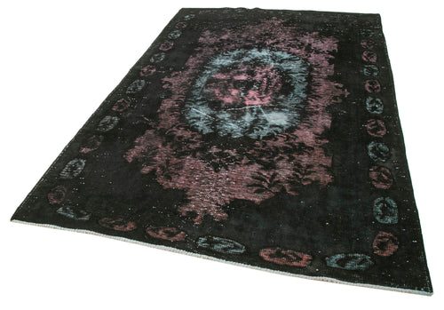 Oyma Vintage Black Vintage Cotton Wool Handmade Area Rug 6'0'' x 9'3''