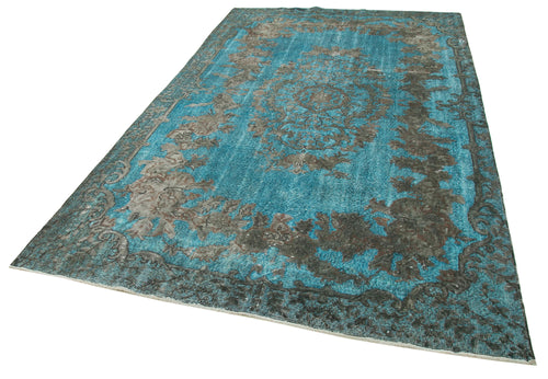 Oyma Vintage Turquoise Vintage Cotton Wool Handmade Area Rug 6'2'' x 9'11''