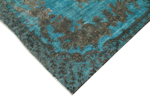 Oyma Vintage Turquoise Vintage Cotton Wool Handmade Area Rug 6'2'' x 9'11''