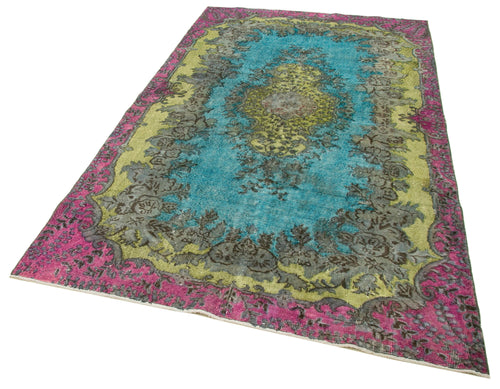 Oyma Vintage Turquoise Vintage Cotton Wool Handmade Area Rug 5'2'' x 8'11''