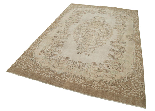 Vintage Beige Vintage Cotton Wool Handmade Area Rug 5'10'' x 9'0''
