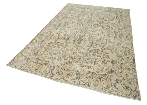 Vintage Beige Vintage Cotton Wool Handmade Area Rug 5'11'' x 9'3''