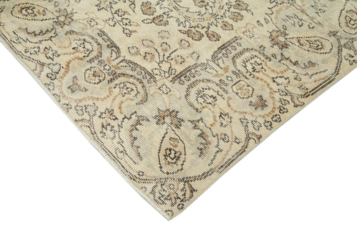 Vintage Beige Vintage Cotton Wool Handmade Area Rug 5'11'' x 9'3''