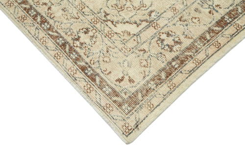 Vintage Beige Vintage Cotton Wool Handmade Area Rug 5'1'' x 8'10''