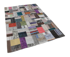 Kirk Yama Grey Patchwork Cotton Wool Handmade Area Rug 5'7'' x 7'11''