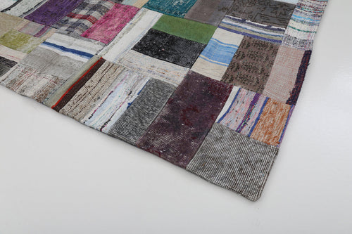 Handmade Area Rug – Kirk Yama Grey Patchwork Cotton Wool Carpet 5'7''x7'10''