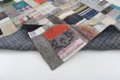 Handmade Area Rug – Kirk Yama Grey Patchwork Cotton Wool Carpet 5'7''x7'10''