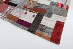 Kirk Yama Grey Patchwork Cotton Wool Handmade Area Rug 5'7'' x 7'10''